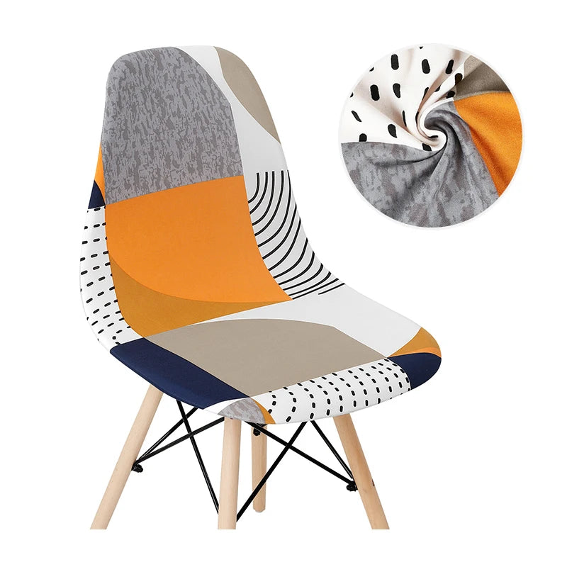 Solid Color Shell Chair Cover Stretch Cheap Short Back Chair Covers Printed Dining Seat Covers For Home Bar Hotel Party Banquet
