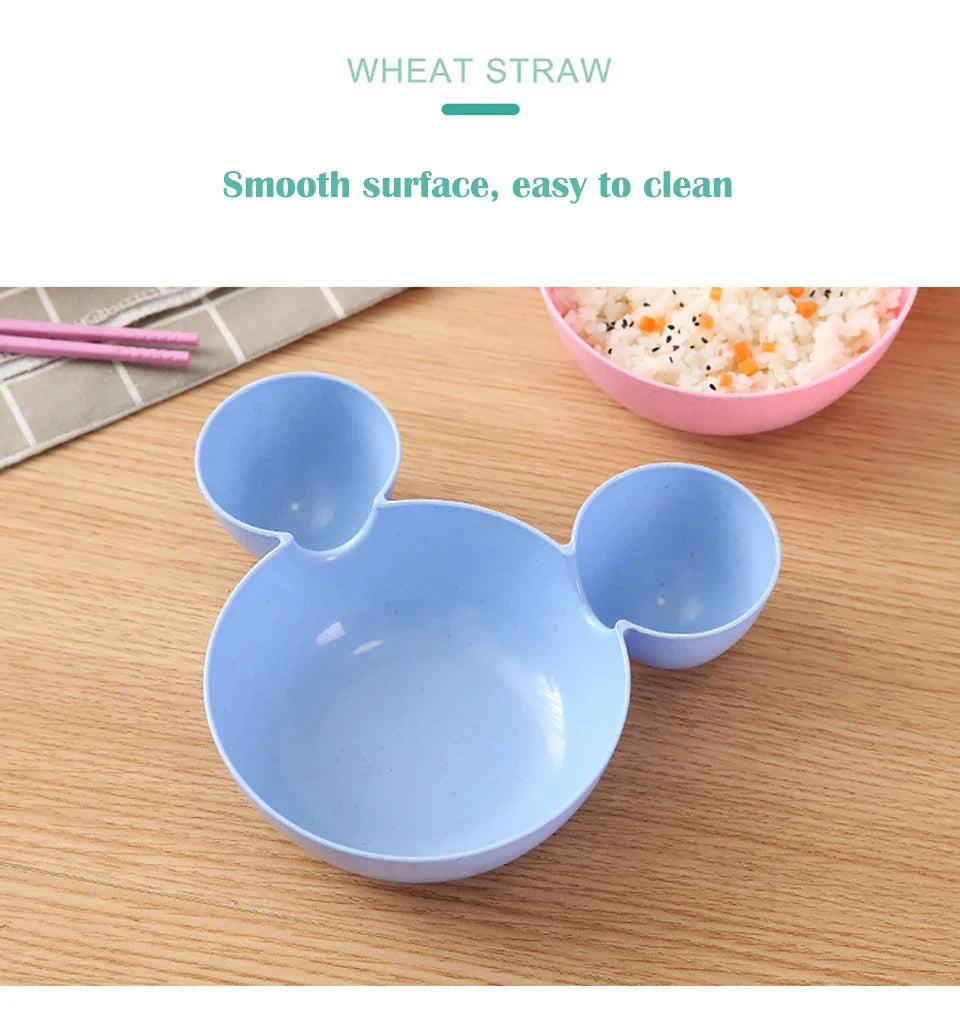 Cute Baby Plates with Dividers Dinner Plates Kids Bowl Tray Tableware Set Infant Feeding Children Divided Dinnerware BPA Free