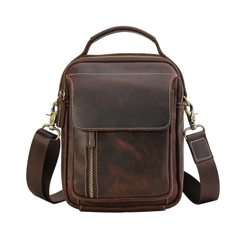 MAHEU Super Quality Men's Mini Shoulder Bag Genuine Leather Phone Pouch On Belt Small Crossbody Bag With Handle Outdoor Bag