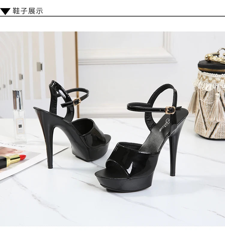 Shuzumiao Branded women's shoes pole dance 15 17 20cm sandals High Heels fashion sexy platform Black shoes Female party shoes