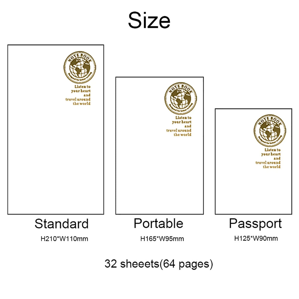 Retro Foil Gold Cover Travelers Notebook Refill Filler Paper for Midori Notebook and Journal Insert Refill Standard Passport