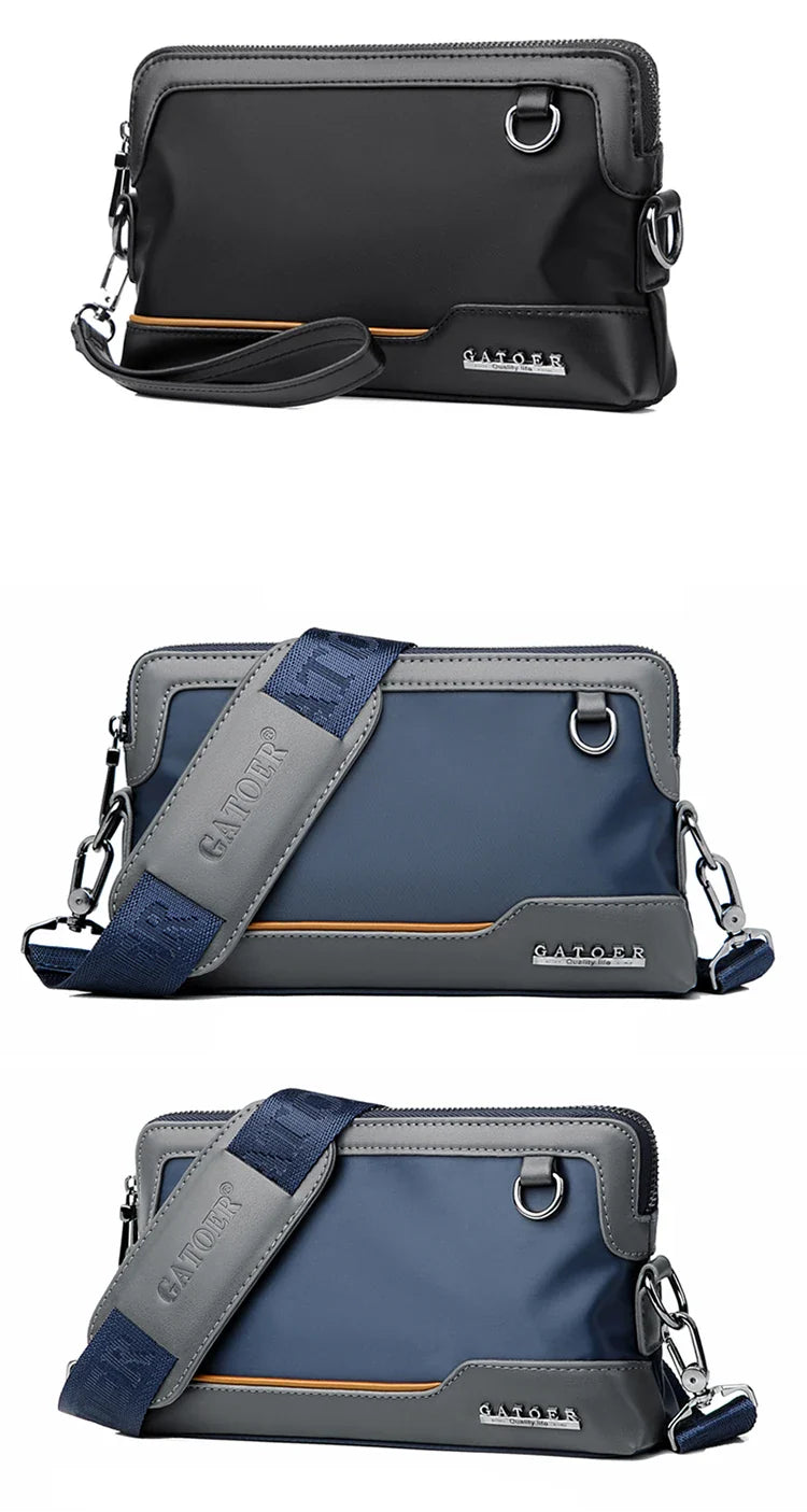 New Male Shoulder Bag Retro Zipper Waterproof Oxford Cloth Solid Color Crossbody Bag Men Casual Short Trip Sports Bag Wholesale