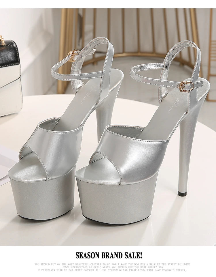 Shuzumiao Branded women's shoes pole dance 15 17 20cm sandals High Heels fashion sexy platform Black shoes Female party shoes
