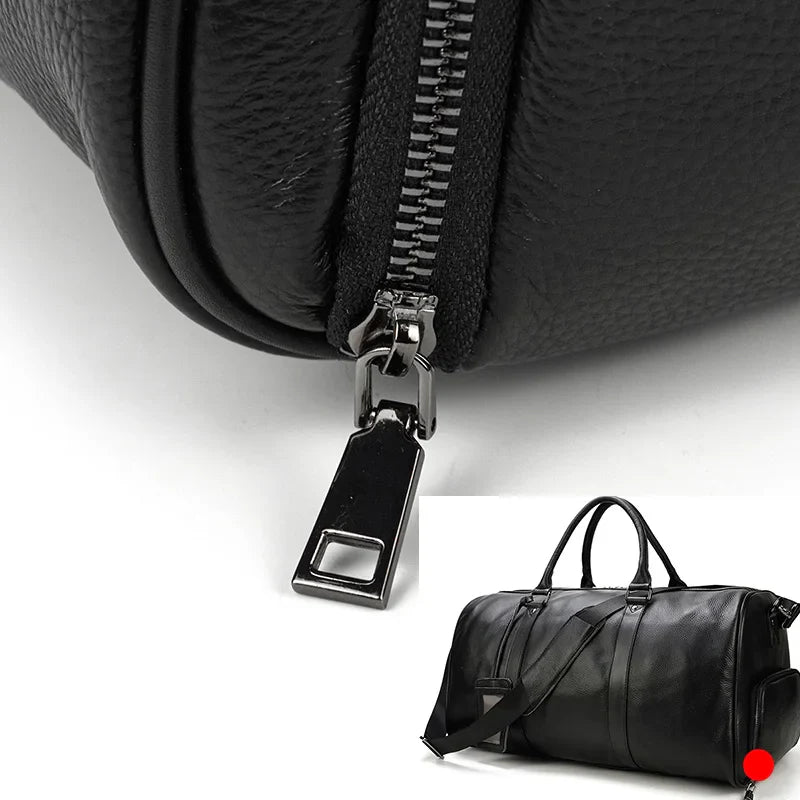 Big Capacity Genuine Leather Travel Bag For Men Women Soft Black Cowhide Casual Travel Duffel Large Luggage Weekend Shoulder Bag