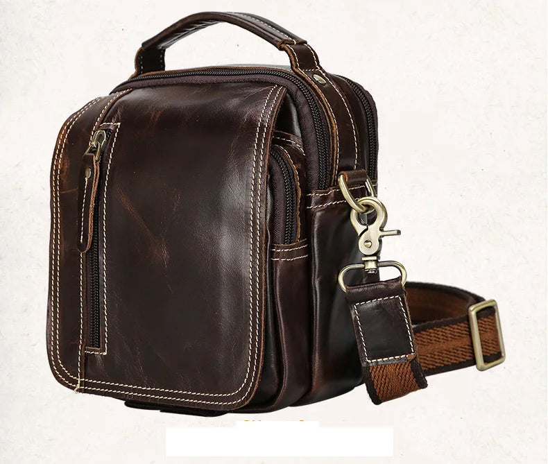 MAHEU Super Quality Men's Mini Shoulder Bag Genuine Leather Phone Pouch On Belt Small Crossbody Bag With Handle Outdoor Bag