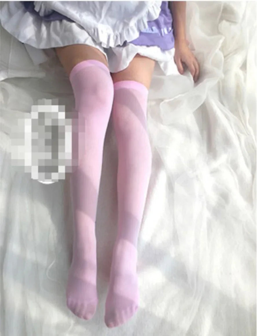 Sexy Stockings Bowknot Women Thigh High Over Knee Socks Opaque Black Girls Stretchy Elastic Spring Fashion Solid Long Chaussette