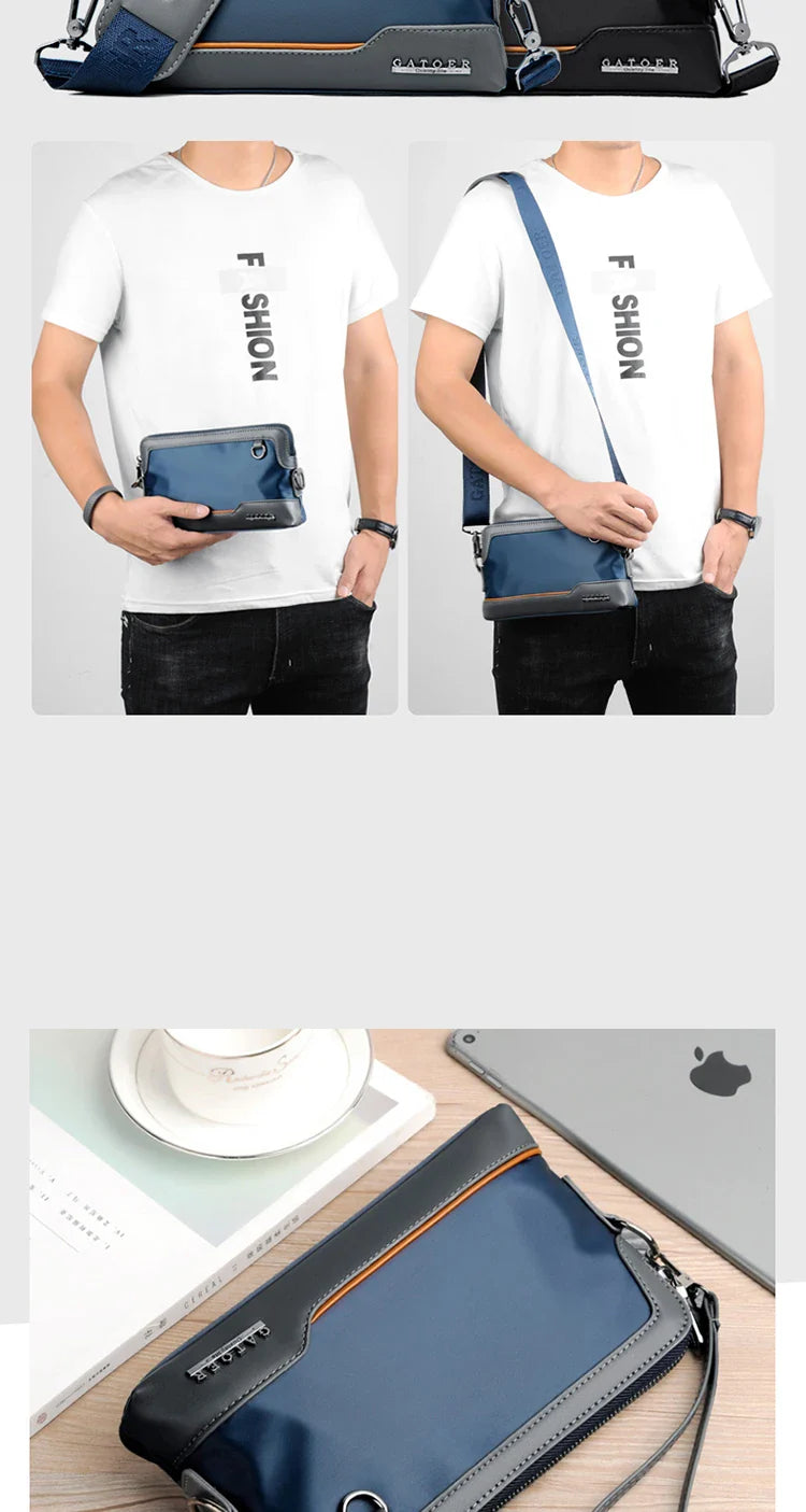 New Male Shoulder Bag Retro Zipper Waterproof Oxford Cloth Solid Color Crossbody Bag Men Casual Short Trip Sports Bag Wholesale