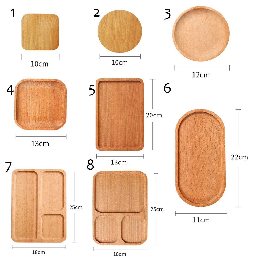 Wooden Bamboo Serving Plate Set Dish Tray Fruit Plate Storage Pallet Kitchen Organizer Dining Bar Supply Dinner Plate Set