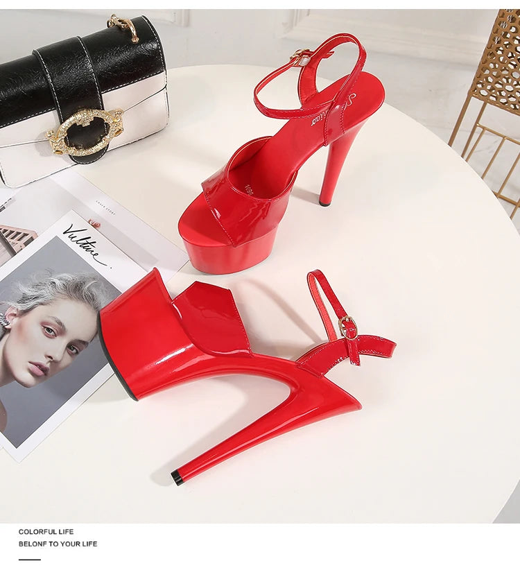 Shuzumiao Branded women's shoes pole dance 15 17 20cm sandals High Heels fashion sexy platform Black shoes Female party shoes