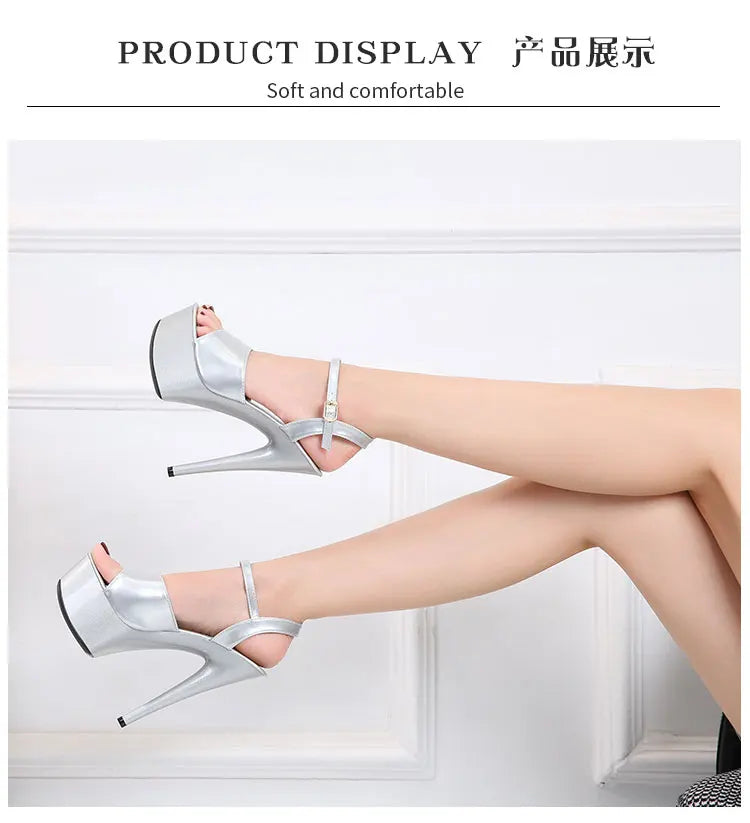 Shuzumiao Branded women's shoes pole dance 15 17 20cm sandals High Heels fashion sexy platform Black shoes Female party shoes