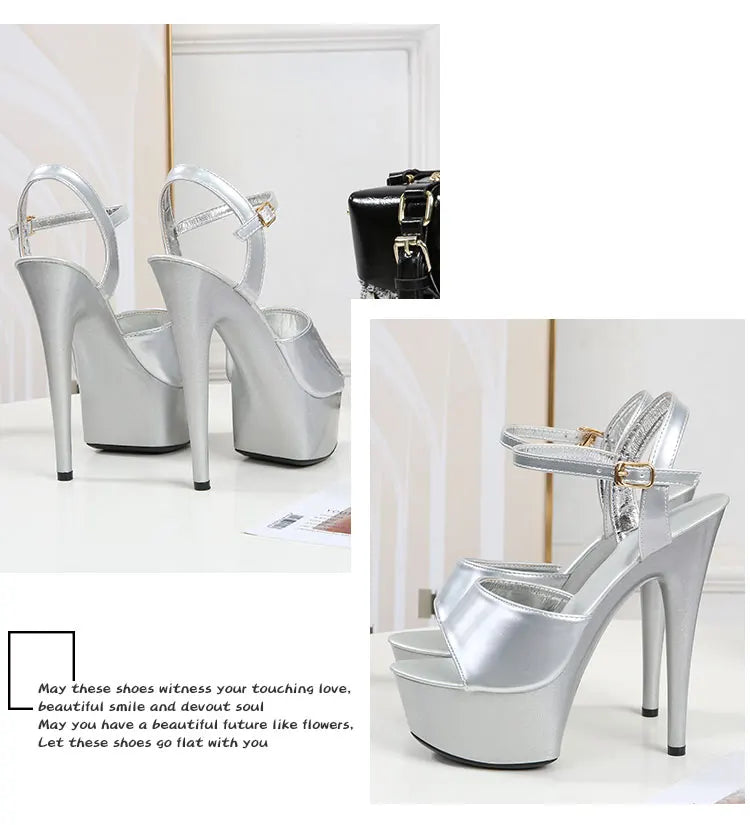 Shuzumiao Branded women's shoes pole dance 15 17 20cm sandals High Heels fashion sexy platform Black shoes Female party shoes