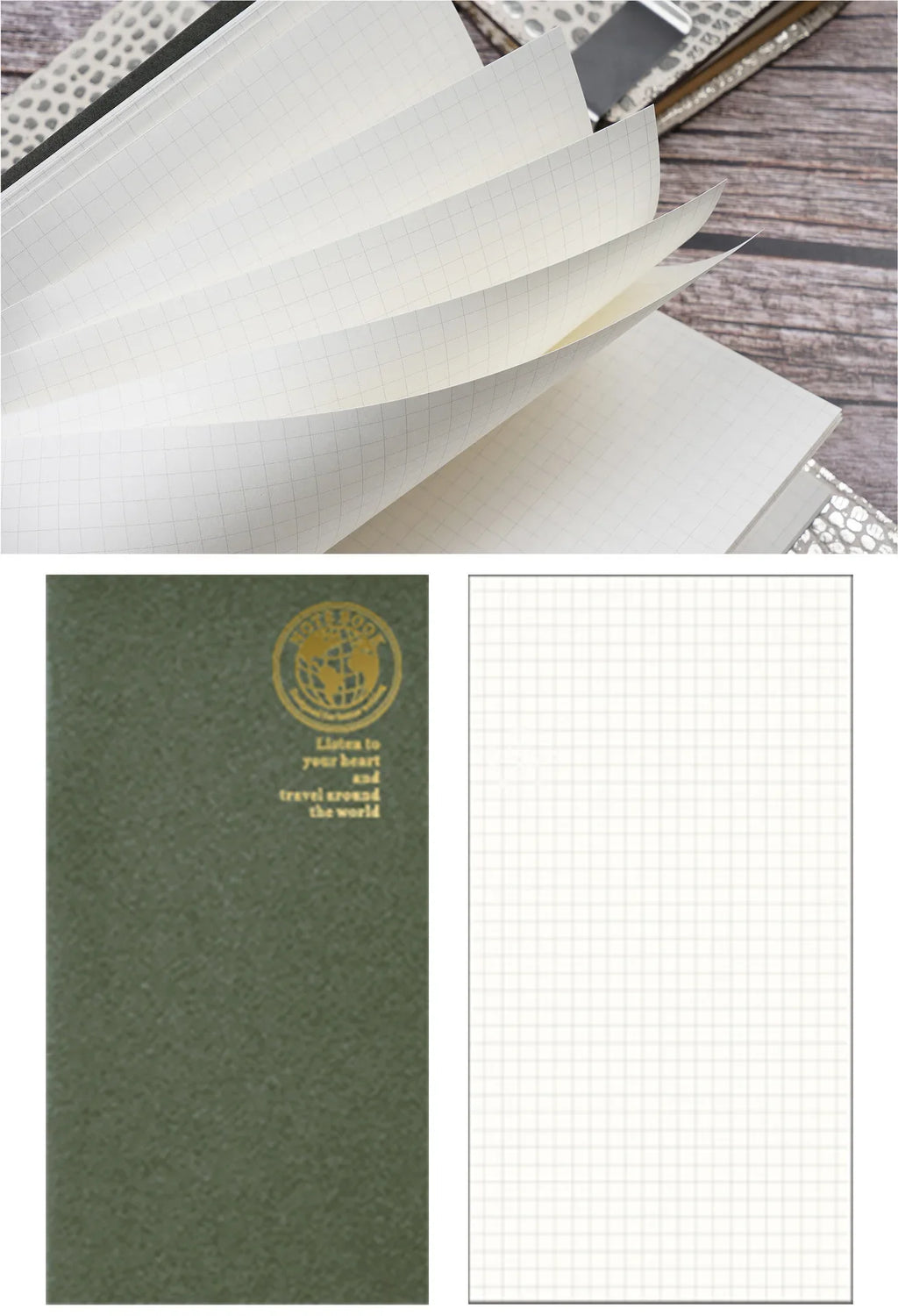 Retro Foil Gold Cover Travelers Notebook Refill Filler Paper for Midori Notebook and Journal Insert Refill Standard Passport