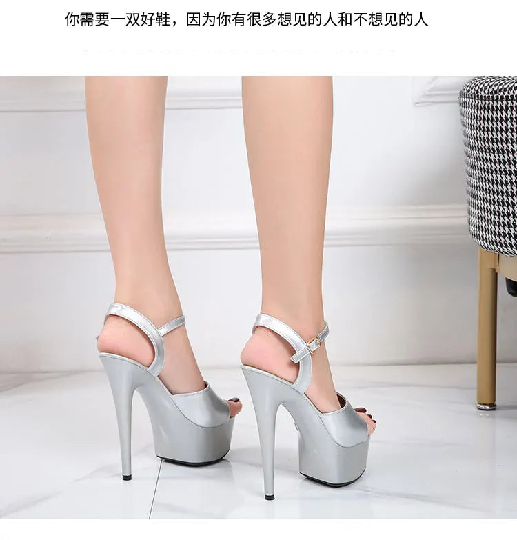 Shuzumiao Branded women's shoes pole dance 15 17 20cm sandals High Heels fashion sexy platform Black shoes Female party shoes