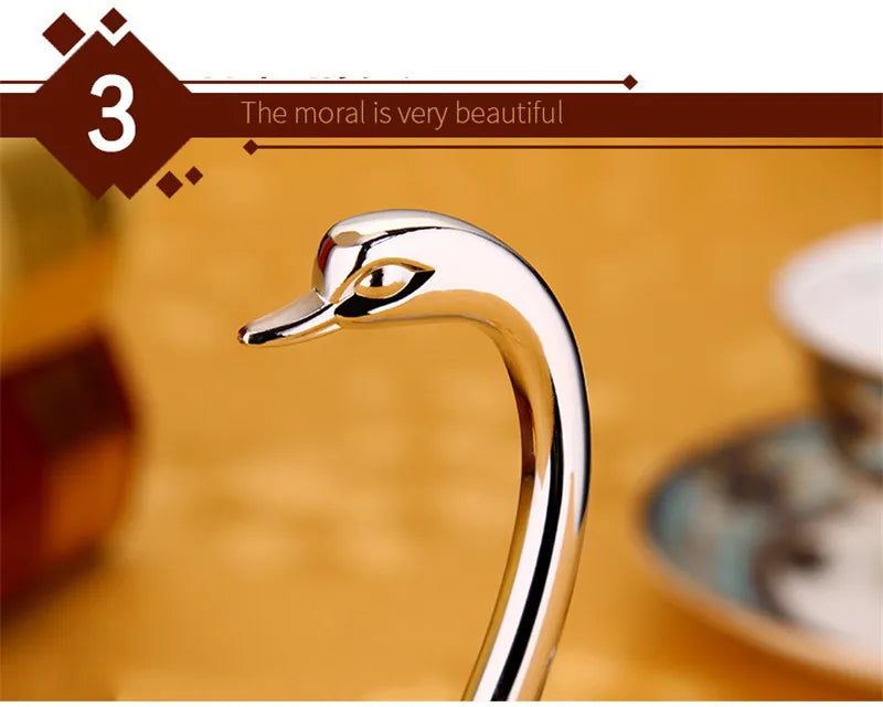 Portable fork and spoon cutlery set 304 stainless steel cutlery with swan rack table fork and spoon storage rack cutlery set