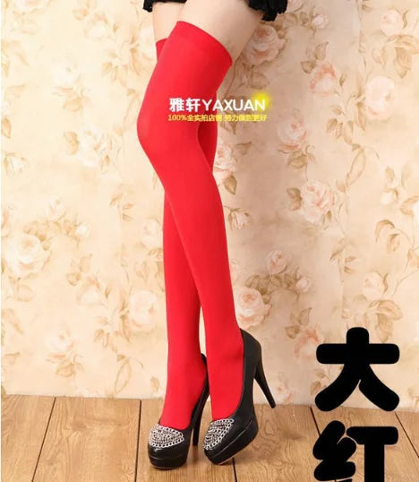 Sexy Stockings Bowknot Women Thigh High Over Knee Socks Opaque Black Girls Stretchy Elastic Spring Fashion Solid Long Chaussette