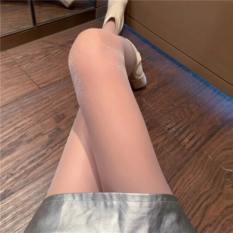 Sparkling Transparent Leggings Women Pearl Shiny Body Stocking Socks Pantyhose Sexy Stockings Lady Bottom Underwear