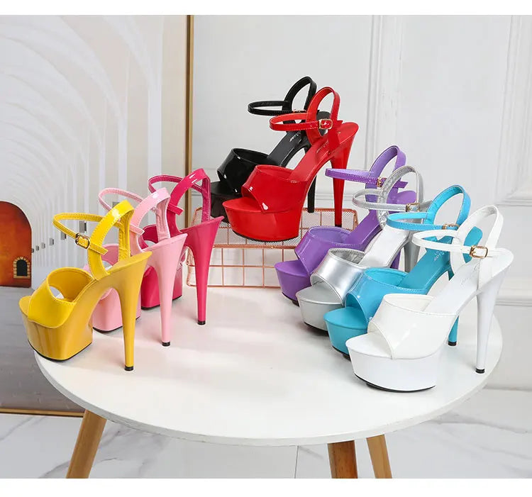 Shuzumiao Branded women's shoes pole dance 15 17 20cm sandals High Heels fashion sexy platform Black shoes Female party shoes