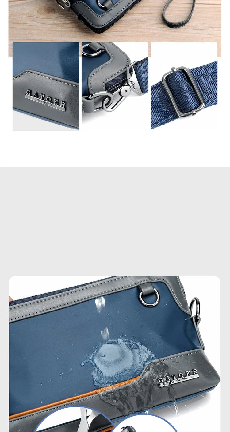 New Male Shoulder Bag Retro Zipper Waterproof Oxford Cloth Solid Color Crossbody Bag Men Casual Short Trip Sports Bag Wholesale