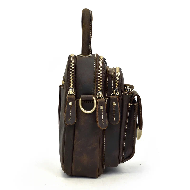 MAHEU Super Quality Men's Mini Shoulder Bag Genuine Leather Phone Pouch On Belt Small Crossbody Bag With Handle Outdoor Bag