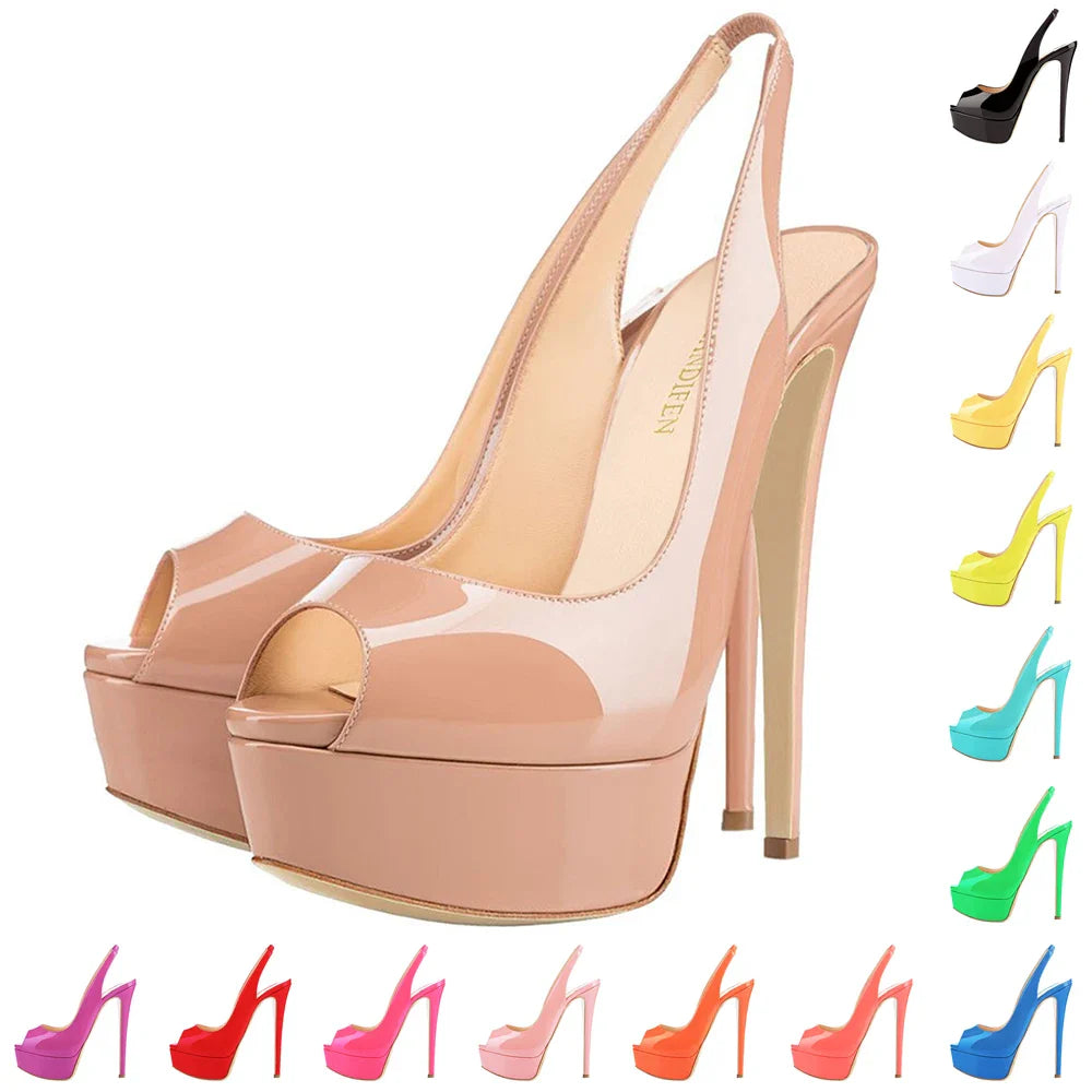 Women Sexy Pumps Stilettos 14CM Platform Super High Heels Open Toe Sandals Gladiator Party Dress Wedding Shoes Large Size 43