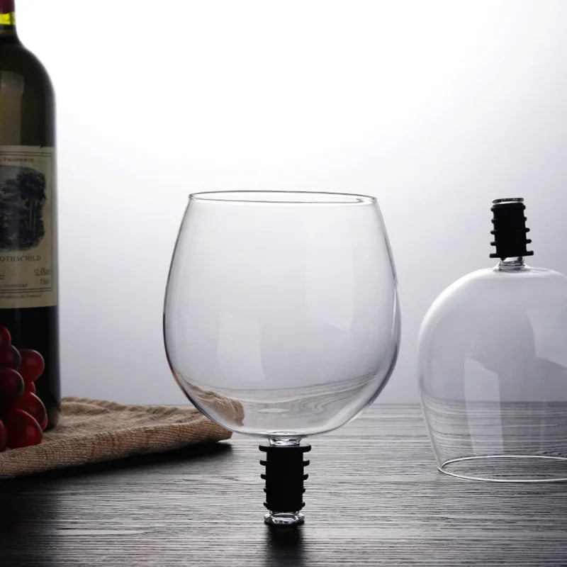UPORS Wine Pourer In Bottle Direct To Drinking Creative Glass Cup Transparent Shot Glass Wine Decanter with Cork Bar Tools