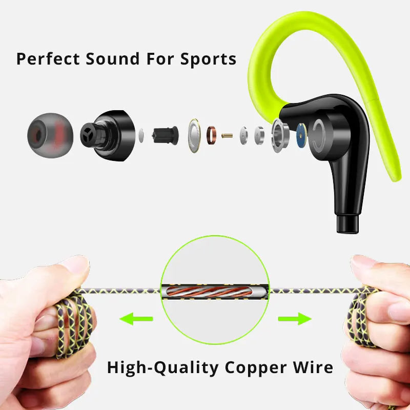 Earphones 3.5mm Sport Earphone Super Stereo Headsets Sweatproof Running Headset With Mic Ear Hook Headphone for Meizu Headphone