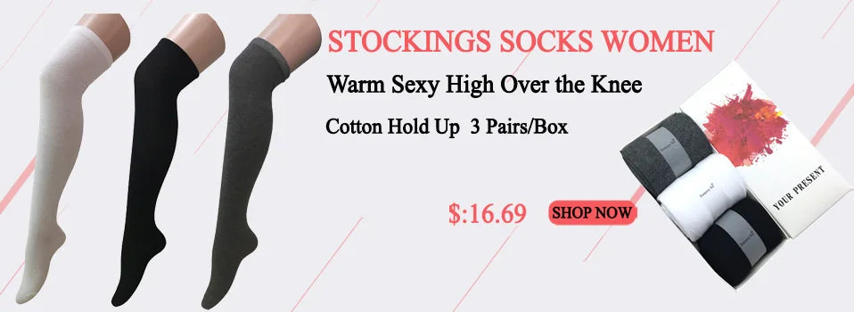 Thick Stockings Socks Women Warm Winter Over Knee High Hold Up Cotton Sexy Slim Ladies Girls Halloween Gift 6 Colors 1 Pairs