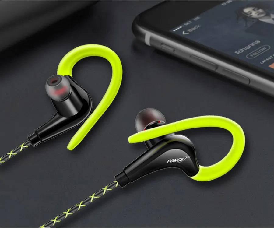 Earphones 3.5mm Sport Earphone Super Stereo Headsets Sweatproof Running Headset With Mic Ear Hook Headphone for Meizu Headphone