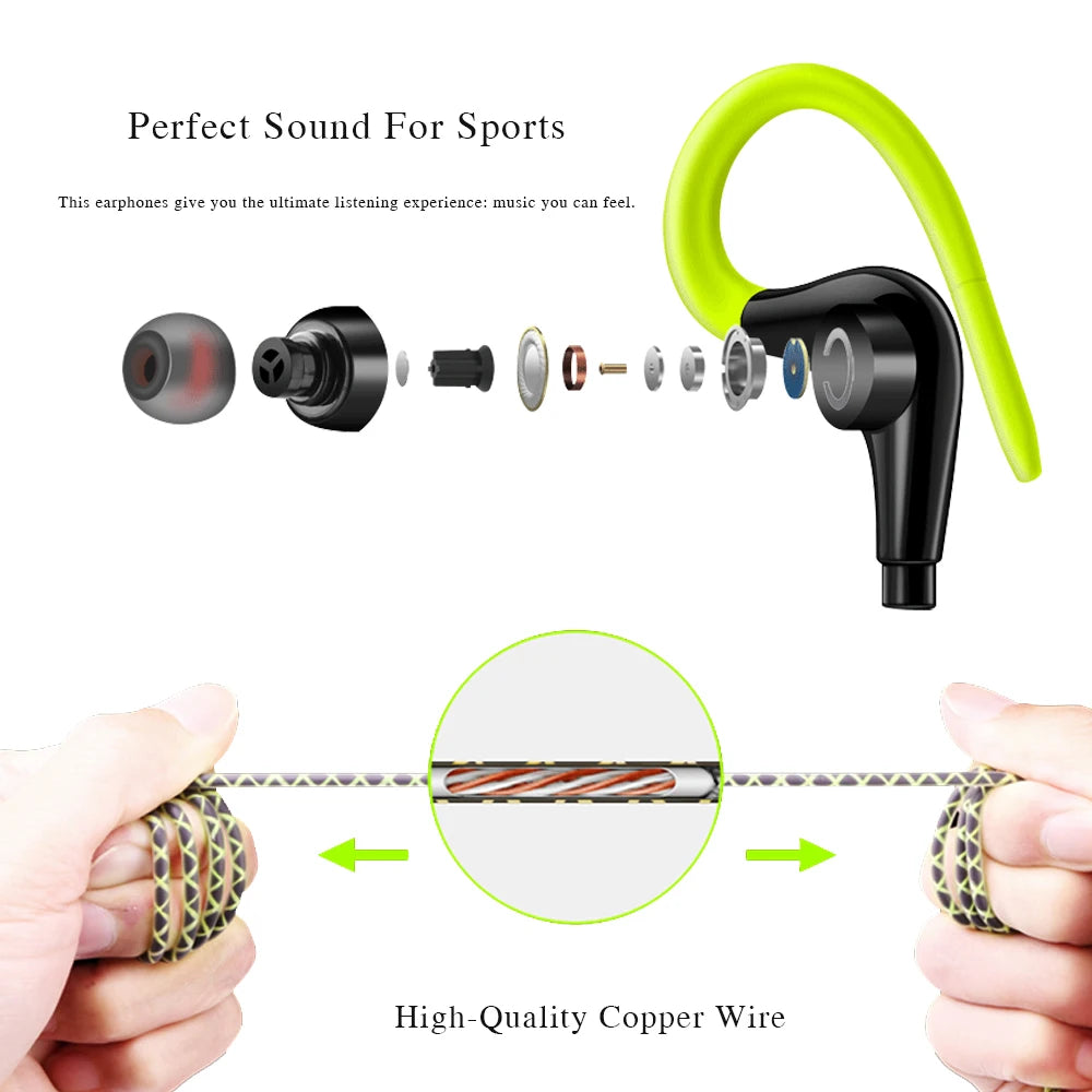 Earphones 3.5mm Sport Earphone Super Stereo Headsets Sweatproof Running Headset With Mic Ear Hook Headphone for Meizu Headphone