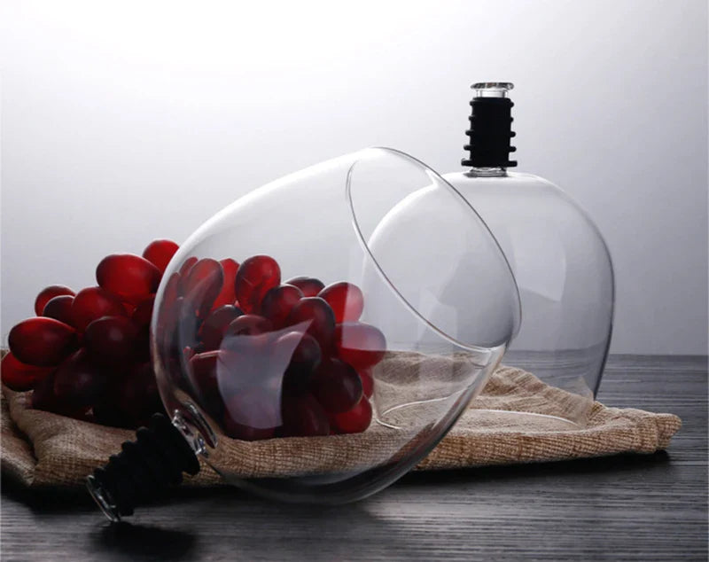 UPORS Wine Pourer In Bottle Direct To Drinking Creative Glass Cup Transparent Shot Glass Wine Decanter with Cork Bar Tools