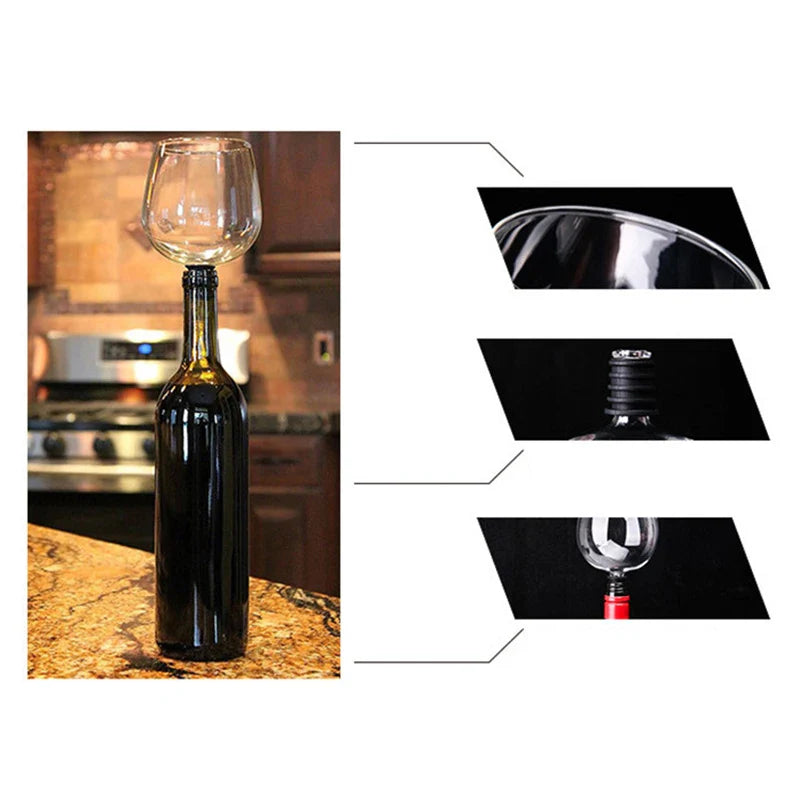 UPORS Wine Pourer In Bottle Direct To Drinking Creative Glass Cup Transparent Shot Glass Wine Decanter with Cork Bar Tools