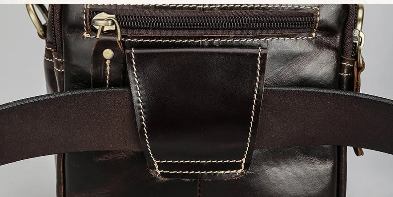 MAHEU Super Quality Men's Mini Shoulder Bag Genuine Leather Phone Pouch On Belt Small Crossbody Bag With Handle Outdoor Bag