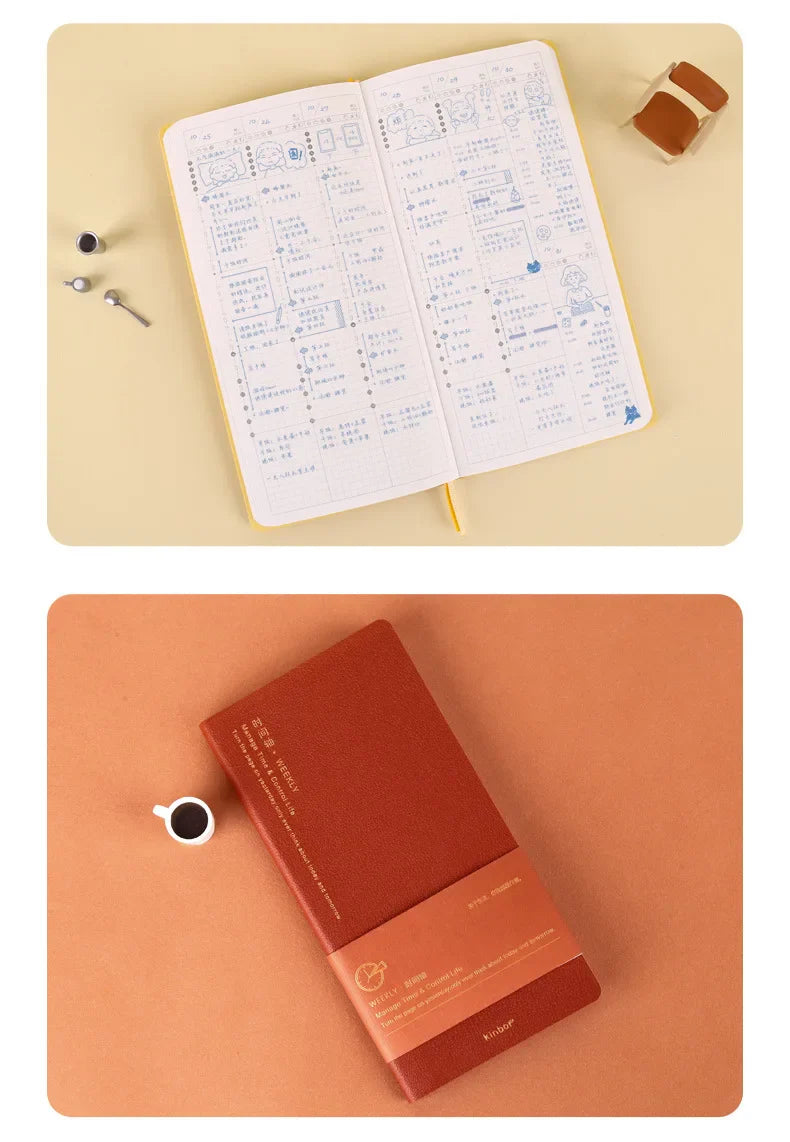 Kinbor Weekly Planner Notebook UnDated Agenda Schedule Daily Monthly Journal Book Portable Record Diary Plan Notepad Stationery