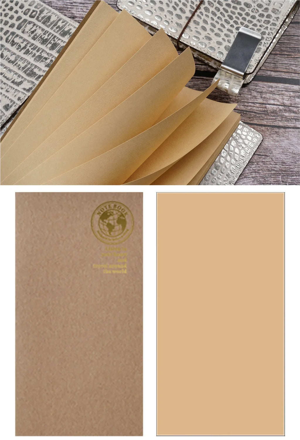 Retro Foil Gold Cover Travelers Notebook Refill Filler Paper for Midori Notebook and Journal Insert Refill Standard Passport
