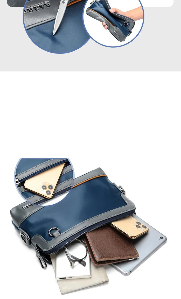 New Male Shoulder Bag Retro Zipper Waterproof Oxford Cloth Solid Color Crossbody Bag Men Casual Short Trip Sports Bag Wholesale