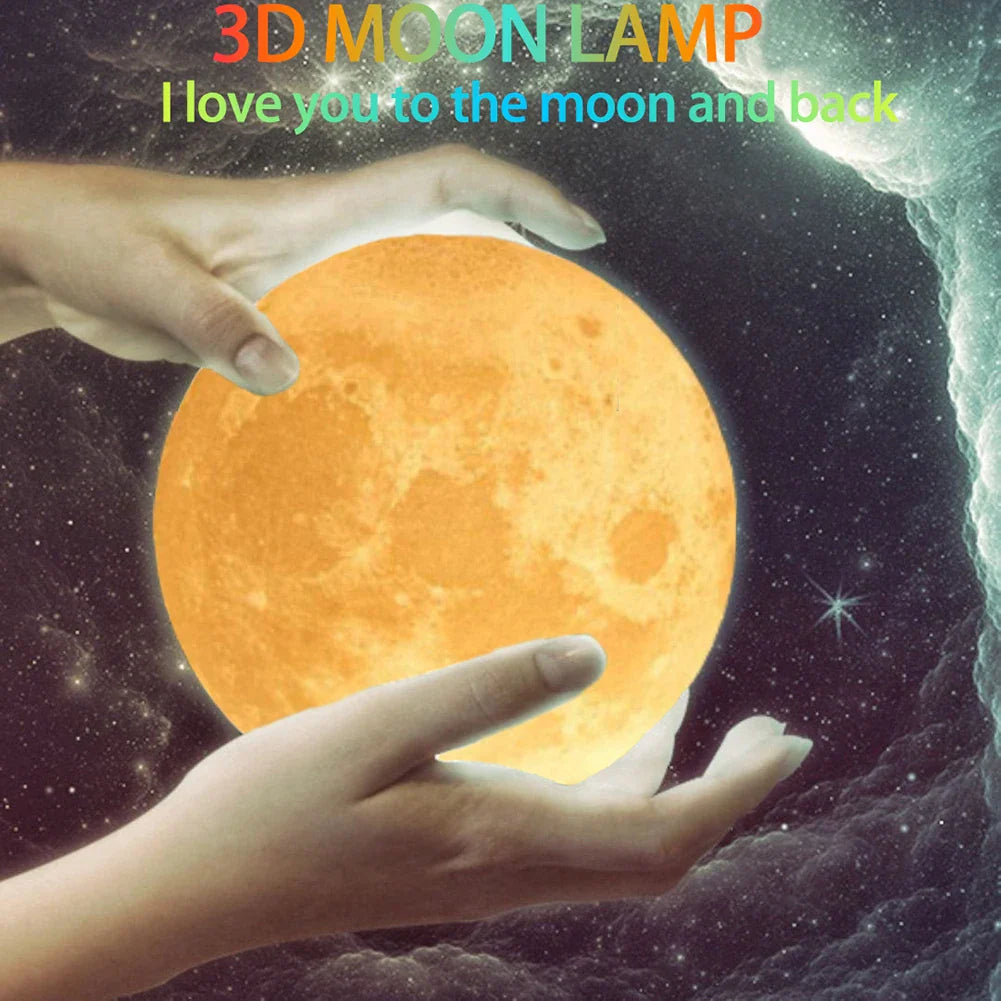 Personalized 3D Printing Moon Lamp Customized Photo Text Night Light USB Rechargeable Birthday Mother Day Valentine's Lunar Gift