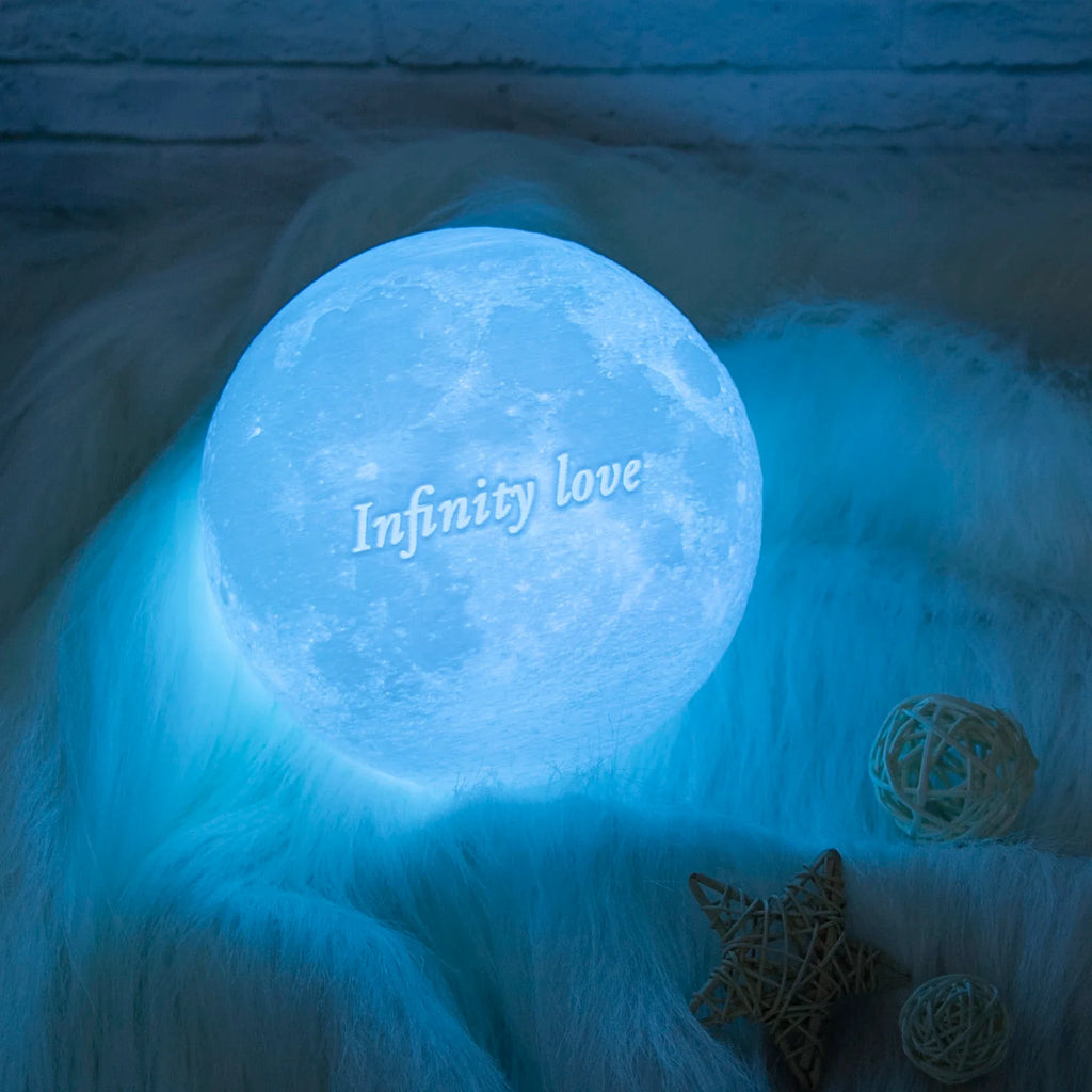 Personalized 3D Printing Moon Lamp Customized Photo Text Night Light USB Rechargeable Birthday Mother Day Valentine's Lunar Gift