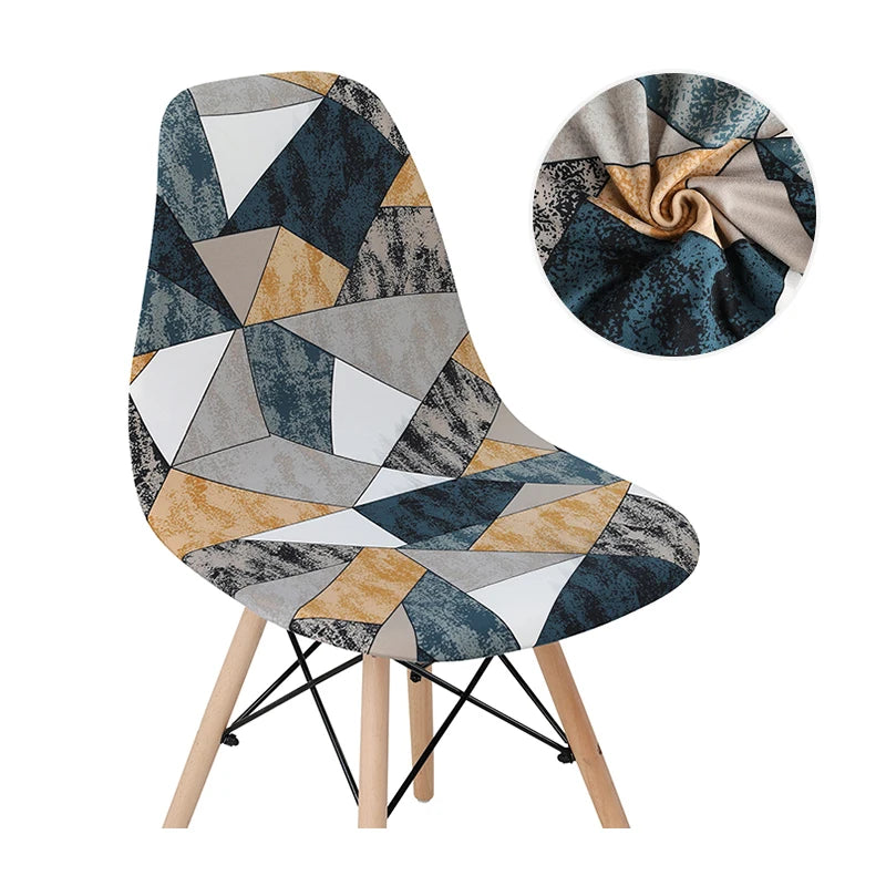 Solid Color Shell Chair Cover Stretch Cheap Short Back Chair Covers Printed Dining Seat Covers For Home Bar Hotel Party Banquet