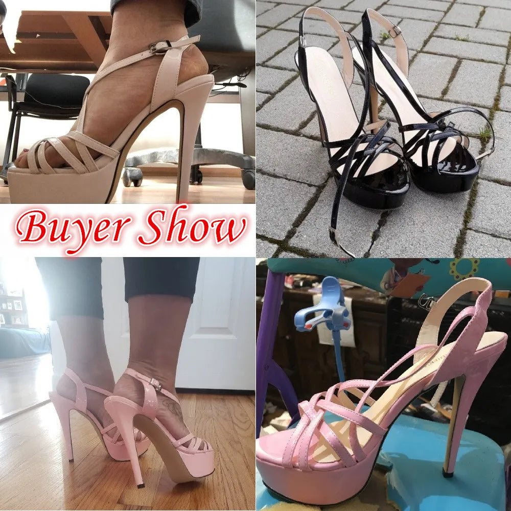 LOSLANDIFEN 2026 NEW 14CM Open Toe Platform High Heels Snake Pattern Sandals Sexy Ankle Strap Gladiator Party Dress Women Shoes