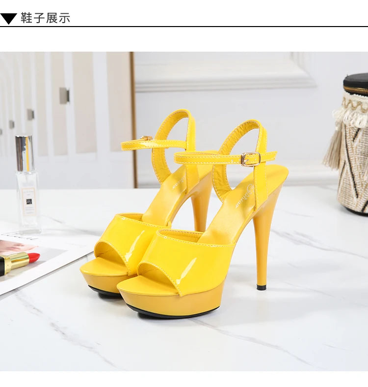 Shuzumiao Branded women's shoes pole dance 15 17 20cm sandals High Heels fashion sexy platform Black shoes Female party shoes