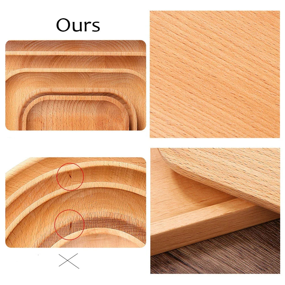 Wooden Bamboo Serving Plate Set Dish Tray Fruit Plate Storage Pallet Kitchen Organizer Dining Bar Supply Dinner Plate Set