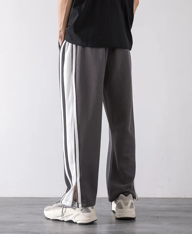 Korean Clothes Joggers Basketball Pants Punk Mens Clothing Loose Stripe Drop Straight Trend Casual Trousers Stacked Sweatpants