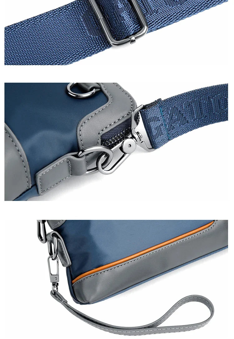 New Male Shoulder Bag Retro Zipper Waterproof Oxford Cloth Solid Color Crossbody Bag Men Casual Short Trip Sports Bag Wholesale