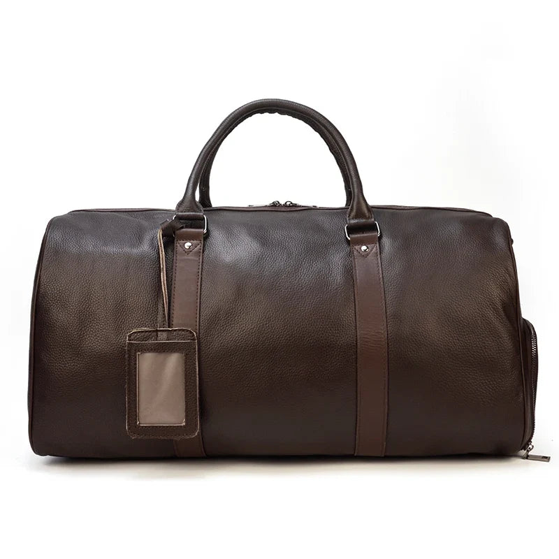 Luxury Genuine Leather Men Women Travel Bag Cow Leather Carry On Luggage Bag Travel Shoulder Bag Male Female Weekend Duffle Bag