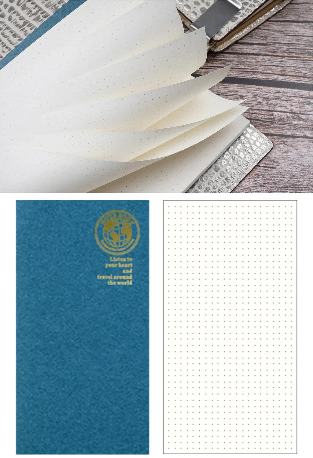 Retro Foil Gold Cover Travelers Notebook Refill Filler Paper for Midori Notebook and Journal Insert Refill Standard Passport