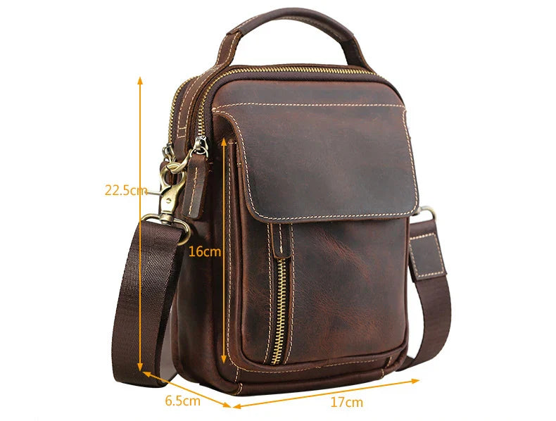 MAHEU Super Quality Men's Mini Shoulder Bag Genuine Leather Phone Pouch On Belt Small Crossbody Bag With Handle Outdoor Bag
