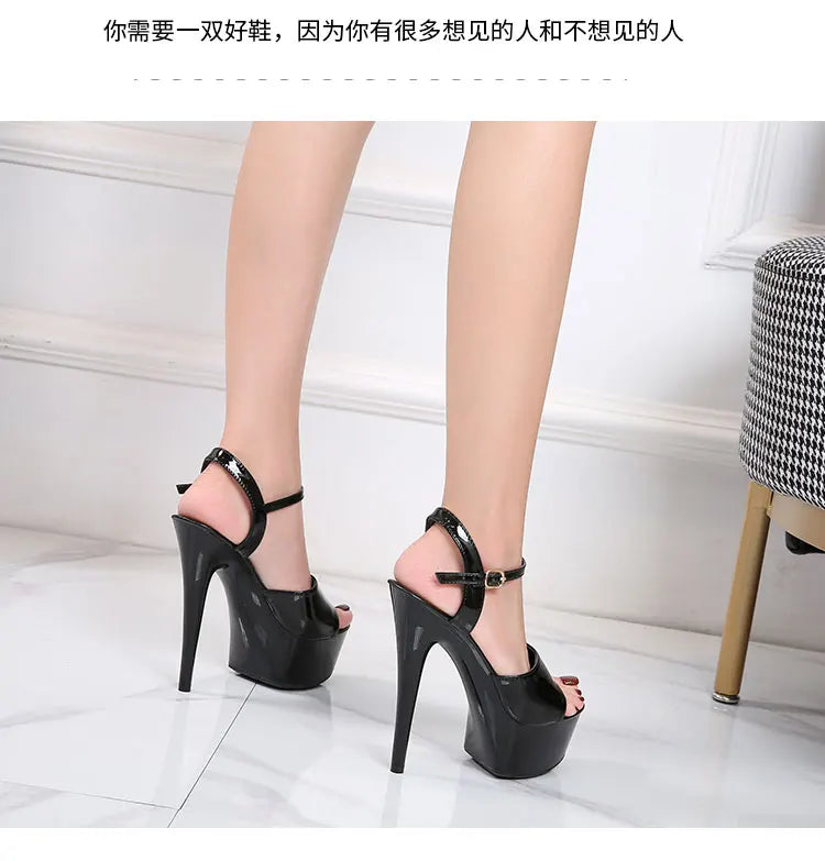 Shuzumiao Branded women's shoes pole dance 15 17 20cm sandals High Heels fashion sexy platform Black shoes Female party shoes