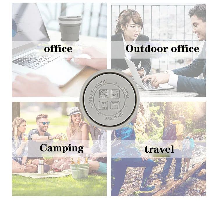 NEW 350ML Coffee Mugs Collapsible Silicone Cup Travel Folding Cup BPA FREE Food Grade Drinking Water Mug Tea Coffee Cups Drinkware