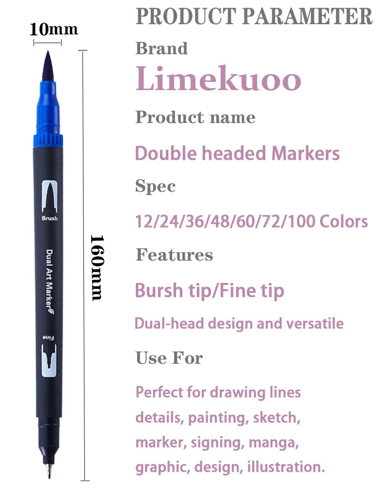 12/24/36 120 Colors Double Ends Manga Art Brush Pen Set Pencil Watercolor Art Markers Fineliner Calligraphy Pens Art Supplies