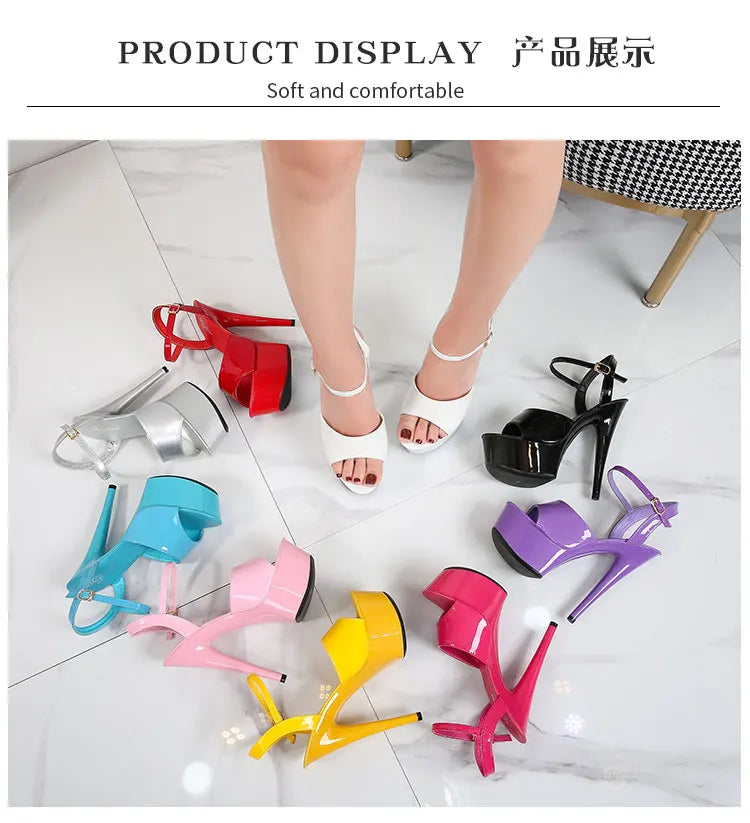 Shuzumiao Branded women's shoes pole dance 15 17 20cm sandals High Heels fashion sexy platform Black shoes Female party shoes